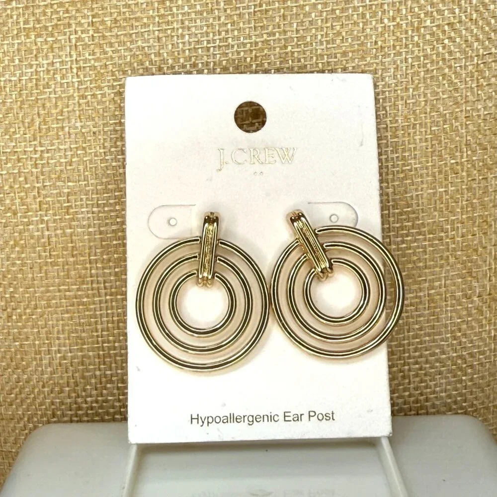 J.Crew Hypoallergenic‎ Gold-Tone Triple Hoop Earrings For Women
